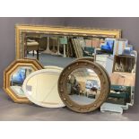 VINTAGE & LATER WALL MIRRORS (5) to include a circular Georgian style bobble mirror with convex