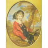 MRS LAMBERT watercolour, oval format - the copy executed in 1937/38 - little red suited boy seated
