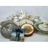 COALPORT & OTHER INDIAN TREE TEA & COFFEE WARE with a quantity of decorative wall plates, ETC (2