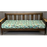 HEAL & SON LTD LONDON VINTAGE OAK DAYBED - 83.5cms max H, 204cms W, 77cms overall D, 71cms seat D,