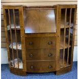 VINTAGE WALNUT 'SIDE BY SIDE' BUREAU CABINET - 112cms H, 108cms W, 32cms D