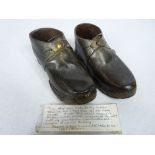 VICTORIAN CHILD'S CLOGS, a pair, note to the interior reads 'These clogs were made for my mother