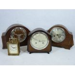 CLOCKS - Bentima 8 day polished mantel clock, an Enfield, 20 x 31cms L and another. Also, Smiths 8