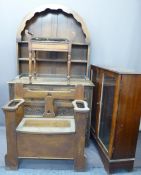 VINTAGE & LATER FURNITURE PARCEL, 4 ITEMS - an oak box seat hall bench/stick stand, 89cms H, 85cms