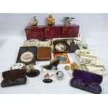 MIXED COLLECTABLES GROUP to include silver and enamel, boxwood, porcelain and other pill boxes and
