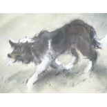 WILLIAM SELWYN coloured limited edition print (41/150) - a stalking sheep dog, signed in full, 14