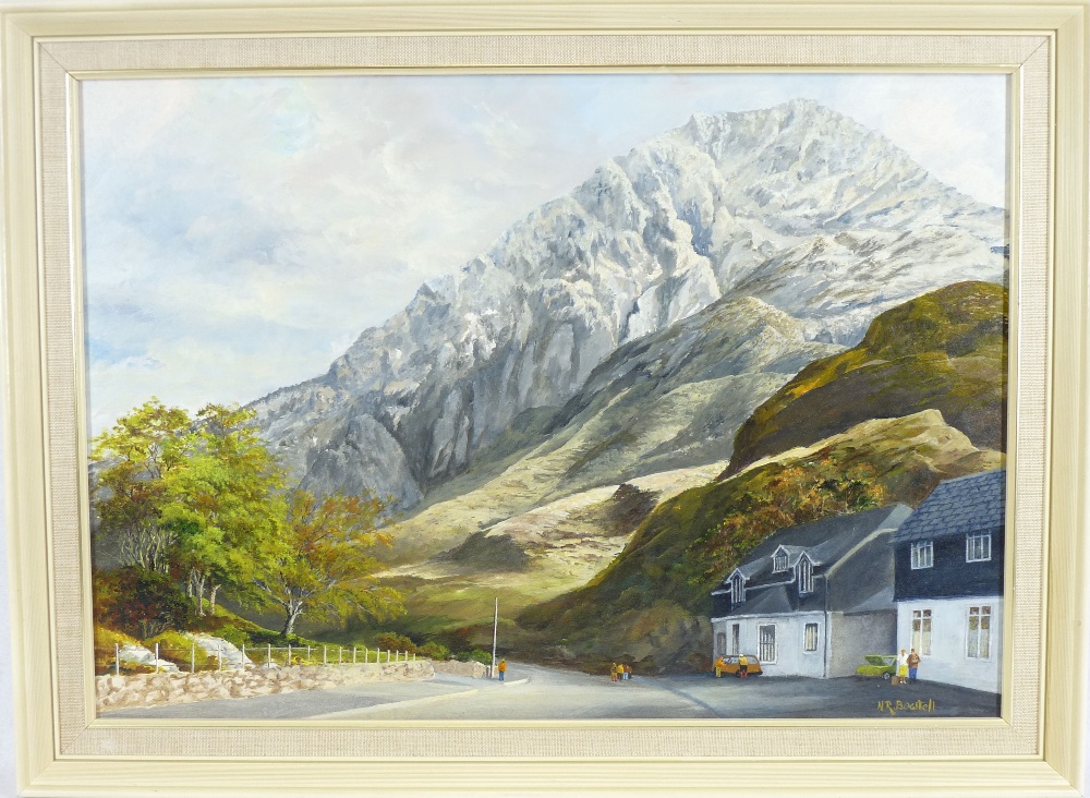 M R BOWTELL oil on board - Tryfan and Nant Ffrancon, signed, 41 x 59cms - Image 3 of 3