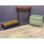 VINTAGE & LATER FURNITURE PARCEL, 4 ITEMS - a reproduction mahogany half-moon hall table, 70cms H,