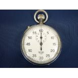 HEUER VINTAGE STOPWATCH - manual wind in chrome plated case, the back stamped 'M R V 5027', Arabic