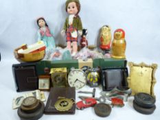 MIXED TOYS & COLLECTABLES including Russian graduated dolls, leather wallets, AA badge, Fisher Price