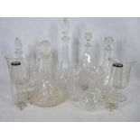 VICTORIAN & LATER GLASSWARE & DECANTERS, a quantity including two pedestal celery vases, two