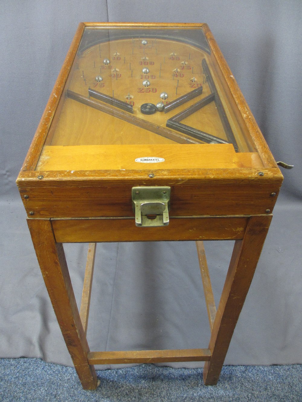 KUMBAKATEL VINTAGE PINBALL MACHINE on wooden stand, 89.5cms H maximum, 43cms W, 80.5cms L not - Image 2 of 5