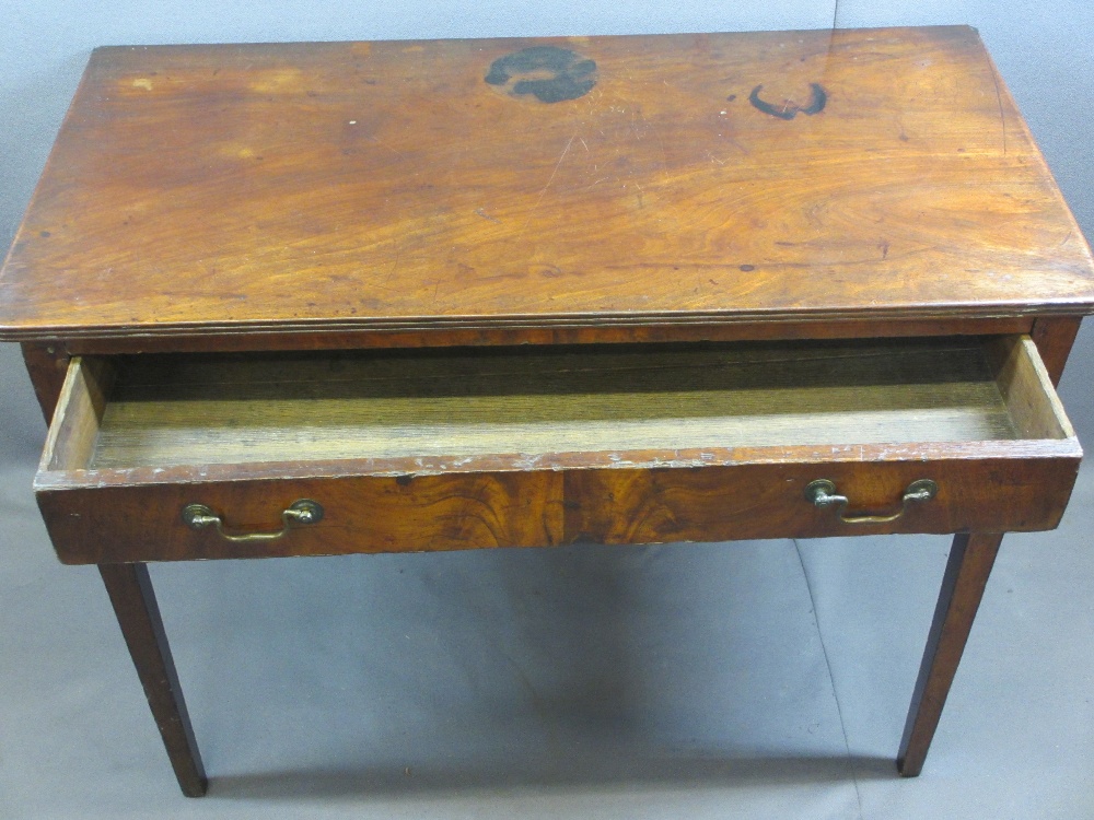 19TH CENTURY MAHOGANY SINGLE DRAWER WRITING TABLE - on tapered supports, 70cms H, 90cms W, 46cms D - Image 2 of 3