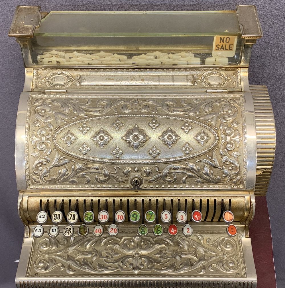 CIRCA 1900 NATIONAL CASH REGISTER, model 36, no. 248347, highly detailed in a chrome/plated - Image 7 of 7