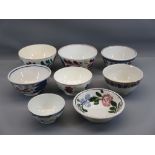 SPONGEWARE & FLORAL TYPE PEDESTAL BOWLS (8) - various sizes, some by T G Green from 12cms diameter