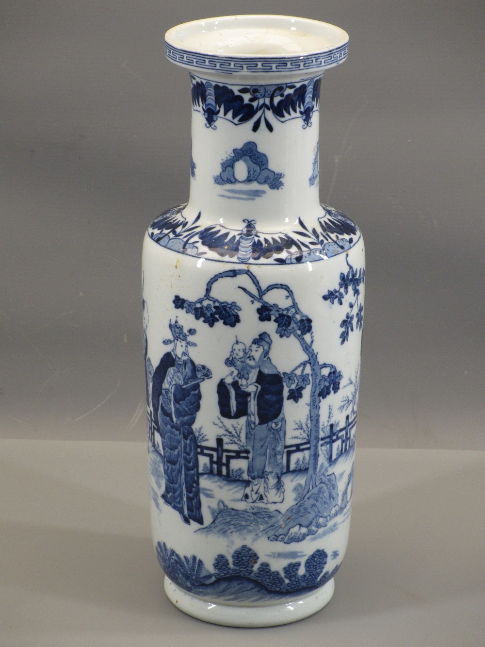 BLUE POTTERY - late 19th to early 20th century blue & white baluster vase with narrowed neck - Image 2 of 2