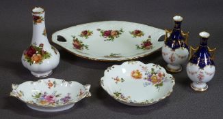 ROYAL CROWN DERBY, Royal Albert 'Old Country Roses' and Coalport decorative cabinet china (6)