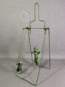 VICTORIAN WIRE & CLOCKWORK SWINGING CHILD TOY