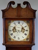 OAK LONGCASE CLOCK - John Jones, Caernarfon, eight day movement, painted dial with Roman numerals,