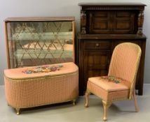 FURNITURE ASSORTMENT - a retro display cabinet, 103cms H, 91cms W, 30cms D, loom ottoman and