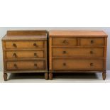 BEDROOM FURNITURE - neat matching Edwardian chests of drawers having beadwork detail with carved and