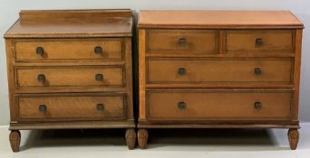 BEDROOM FURNITURE - neat matching Edwardian chests of drawers having beadwork detail with carved and