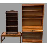 FURNITURE ASSORTMENT - teak effect bookcase cabinet, 180cms H, 94cms W, 41cms D, waterfall five