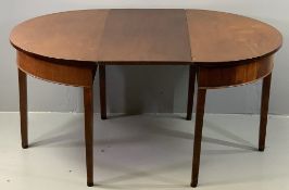 GEORGIAN MAHOGANY 'D' END DINING TABLE with single additional leaf, on square tapering supports,