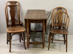 FURNITURE ASSORTMENT - vintage bentwood chairs (labelled 'Thonet'), two Ercol wheelback chairs and a