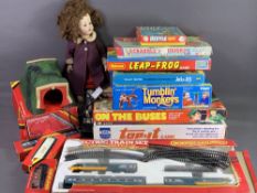 HORNBY TRAIN SET & ACCESSORIES, vintage board games and doll ETC