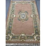 CHINESE WASHED RUG with tasselled ends, 190 x 95cms