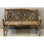 WOODEN GARDEN BENCH with lattice style back, 83cms H, 123cms W, 54cms D