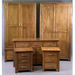 MODERN BEDROOM FURNITURE - comprising medium oak effect quality five piece suite of two x two door