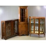 REPRODUCTION MAHOGANY DISPLAY CABINET - with two astragal glazed doors on bracket feet, 104cms H,