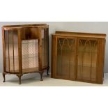 ART DECO STYLE CHINA CABINET with inverted front, on cabriole supports, 115cms H, 100cms W, 31cms