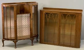 ART DECO STYLE CHINA CABINET with inverted front, on cabriole supports, 115cms H, 100cms W, 31cms