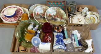 IRONSTONES HUNTING THEMED DECORATED WALL PLATES, Copeland 'Spode's Tower' plates, Mary Gregory style