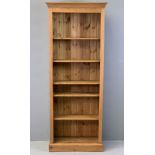 MODERN PINE BOOKCASE with adjustable shelves, 196cms H, 76cms W, 30cms D