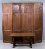 VINTAGE & REPRODUCTION OAK FURNITURE (2) to include a four fold dressing screen, 161cms H, 172cms