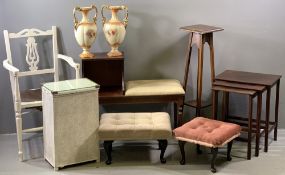 FURNITURE ASSORTMENT to include reproduction telephone table, nest of three tables, planters