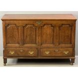 ANTIQUE OAK LANCASHIRE CHEST, a fine example with four fielded panelled front over two base drawers,