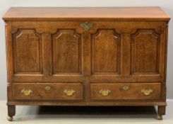 ANTIQUE OAK LANCASHIRE CHEST, a fine example with four fielded panelled front over two base drawers,