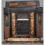 AMENDED DESCRIPTION - VICTORIAN FIRE SURROUND - slate and tiled with cast iron central section