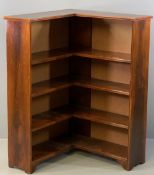 MAHOGANY CORNER BOOKCASE, 125cms H, 85cms W, 85cms D