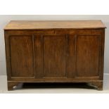 19th CENTURY OAK DOWER CHEST with three fielded panel front, on bracket supports, 84cms H, 128cms W,