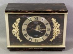 SEIKO QUARTZ FINE MANTEL CLOCK, 26cms H, 34cms W, 14cms D and a Seiko Quartz brass effect mantel