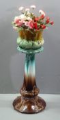 MAJOLICA STYLE PLANTER & STAND - 81cms tall