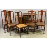 FURNITURE ASSORTMENT - a set of five antique mahogany splatback dining chairs, gate leg table and