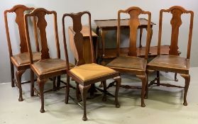 FURNITURE ASSORTMENT - a set of five antique mahogany splatback dining chairs, gate leg table and