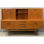 G-PLAN SIDEBOARD - teak with upper sliding door section, mid-Century style, 122cms H, 188cms W,